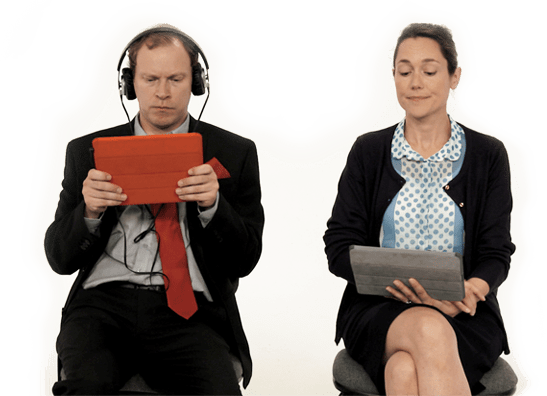 Actors reading iPads