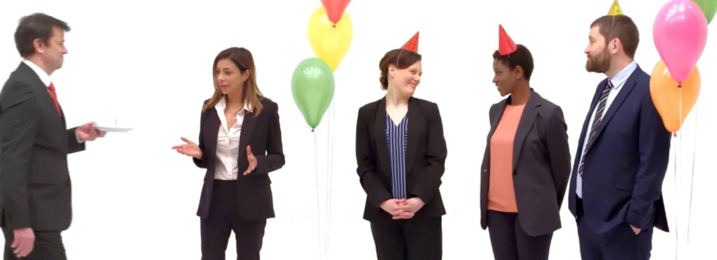 Screengrab from Leadership Ethics with balloons