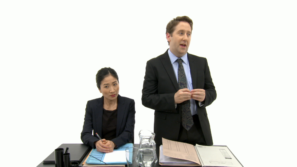 Boss giving speech to employees