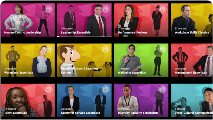 A screenshot of learning pathways in Video Arts' LMS.