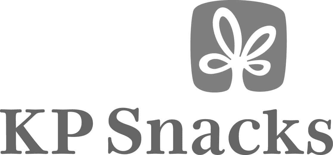 KP Snacks logo in grey scale